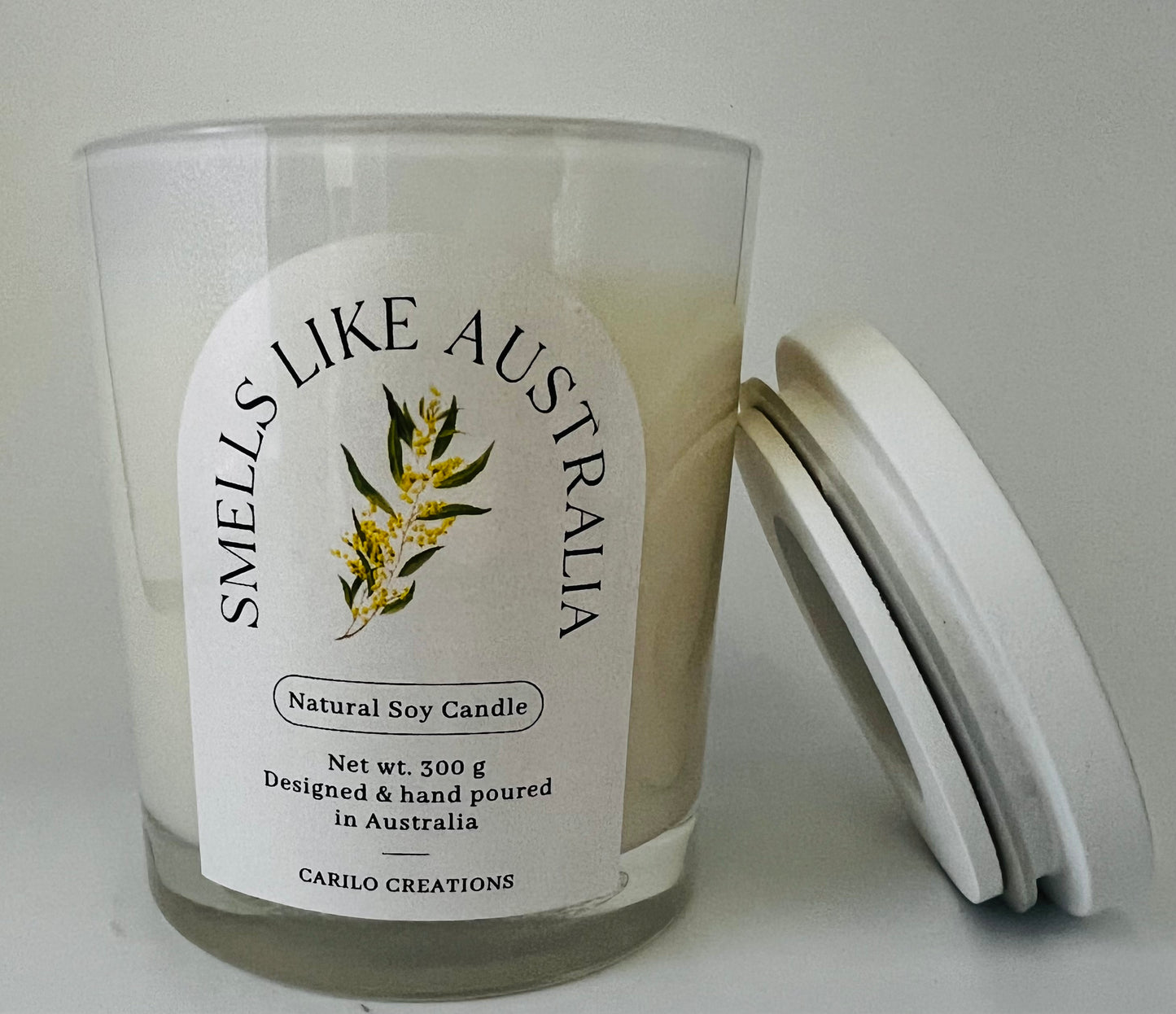"SMELLS LIKE AUSTRALIA" SCENTED CANDLE- WHITE JAR 300g