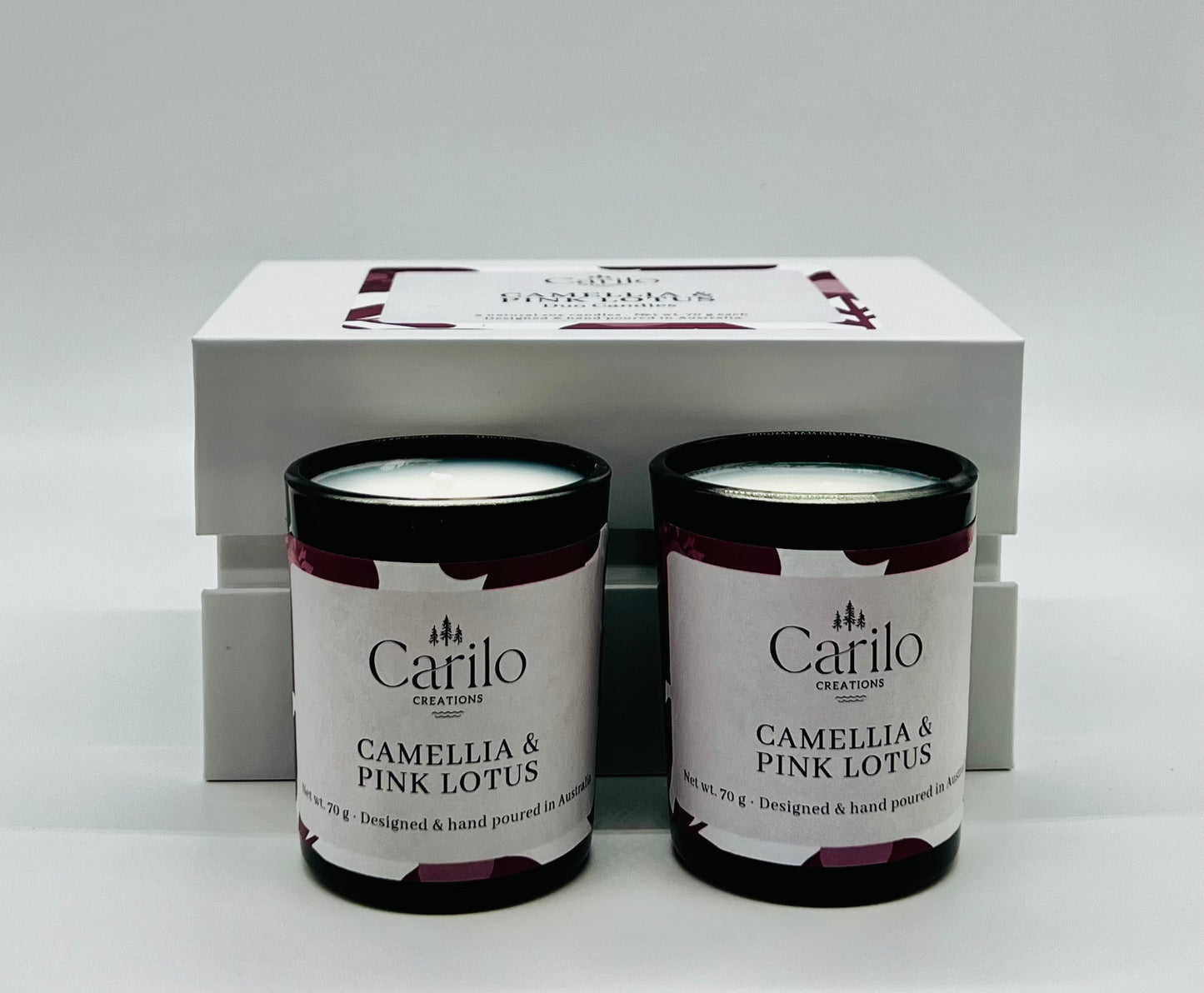 CAMELLIA & PINK LOTUS - DELUXE DUO SCENTED CANDLES - 70g each
